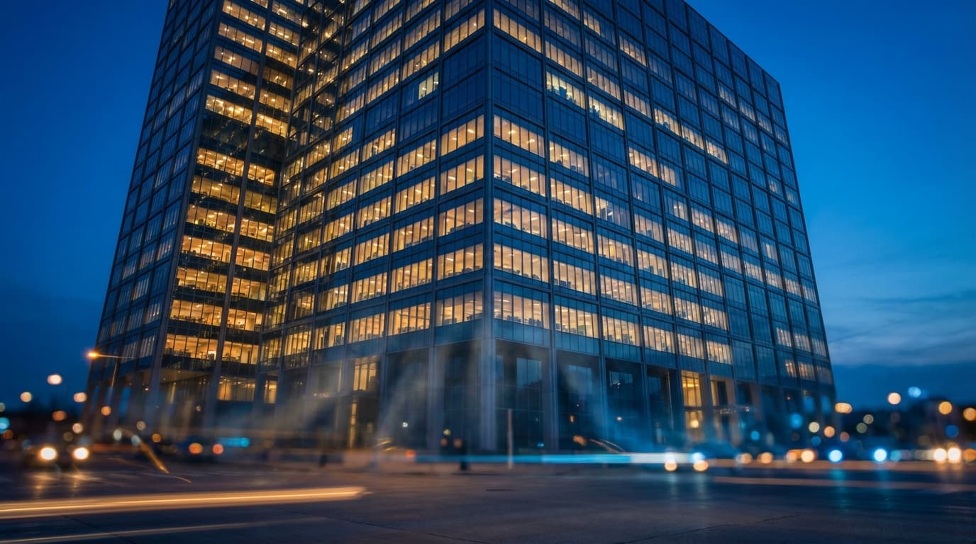 Commercial building with clean windows