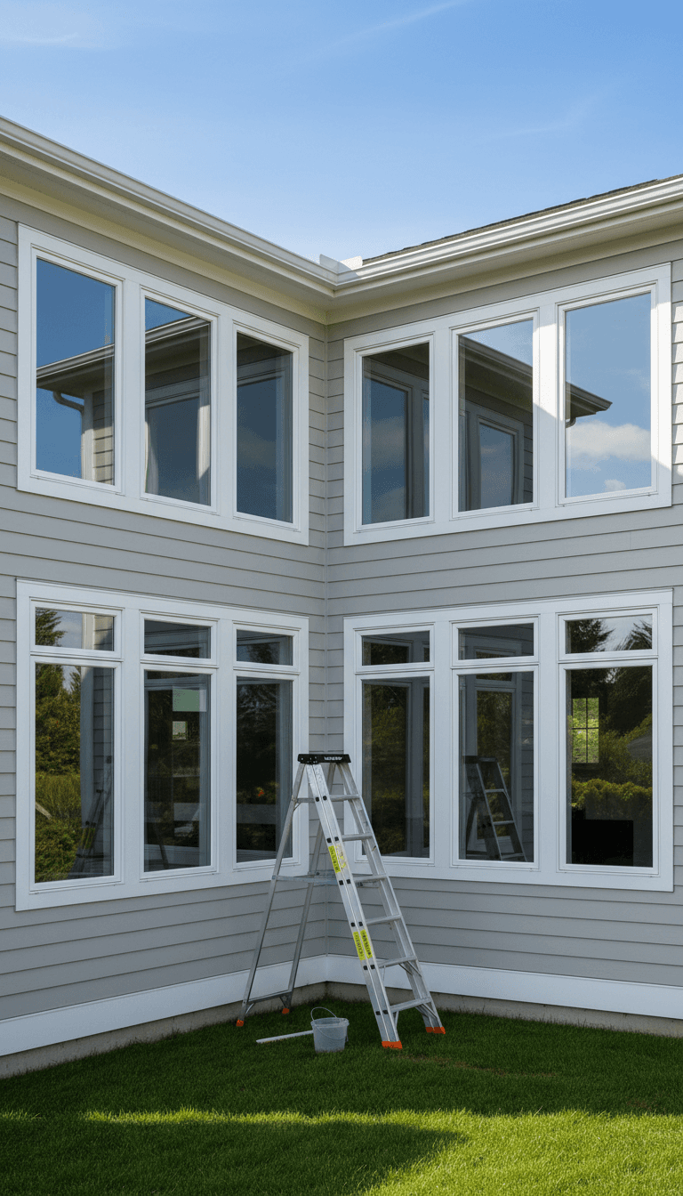 clean residential windows sparkling in sunlight